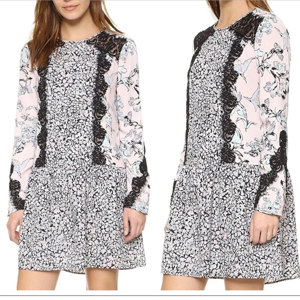 BCBGMaxAzria  Bryanne tunic purple floral  dress in Lilac/Black, size S - Picture 13 of 14